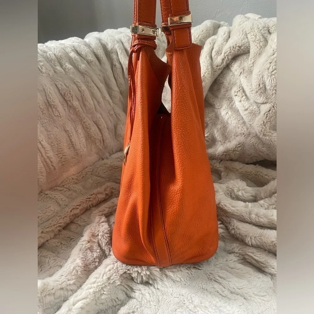 Michael Kors Soft Orange Leather Tote Shoulder Bag